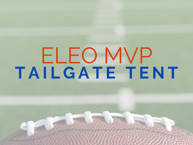 image of a football with the words Eleo MVP Tailgate Tent 
