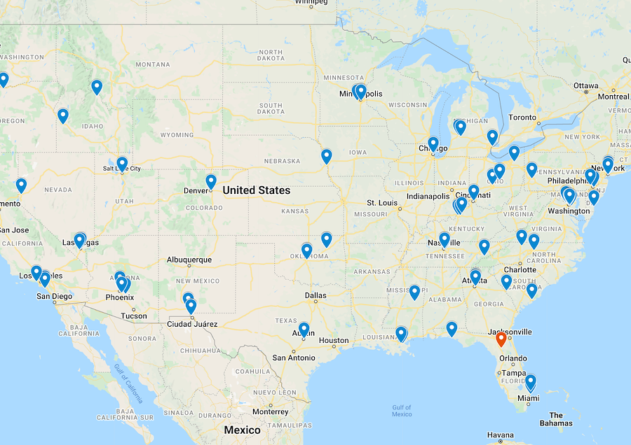 Google Map with all 100 Restaurants 